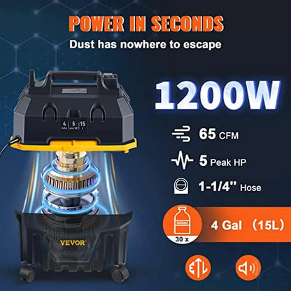 4 Gallon 5 Peak HP Shop Vacuum